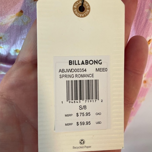 Small NWT Billabong Pink Wrap Dress with Long Bishop‎ Sleeves - Picture 2 of 16